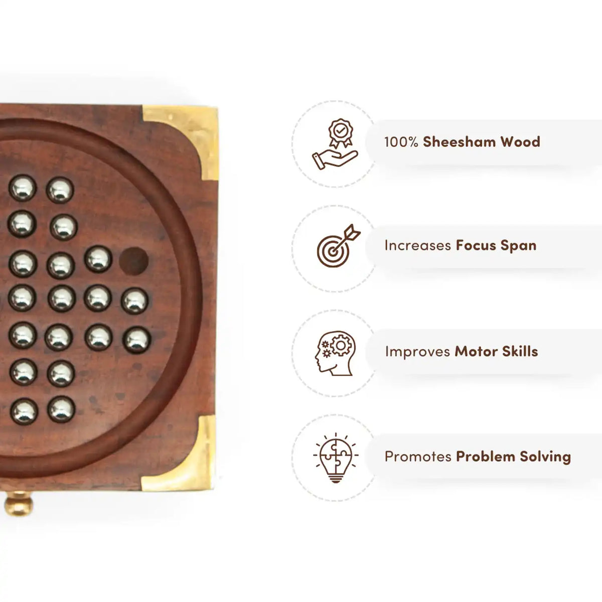 Mittimate Peg Solitaire (Brainvita) with Box