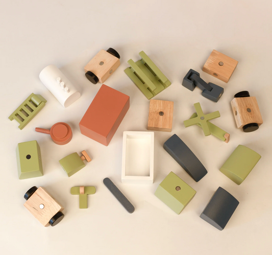 The Modular Magnetic Explorer | Wooden Vehicle Assembly Set | 21-Piece Construction Set