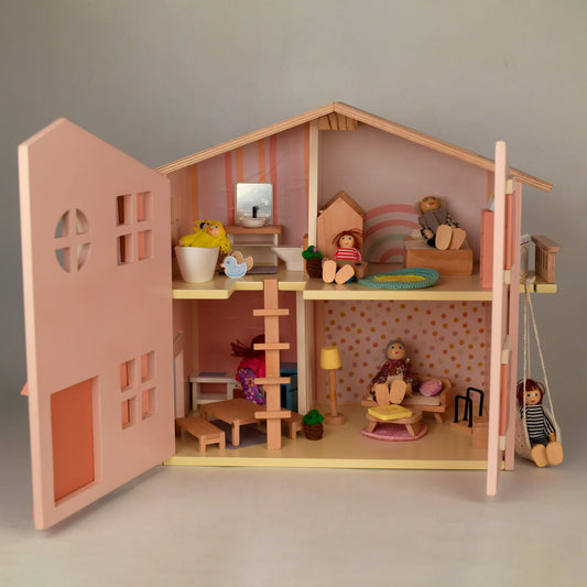 Pop’s Pastel Wooden Dollhouse – Floral Edition