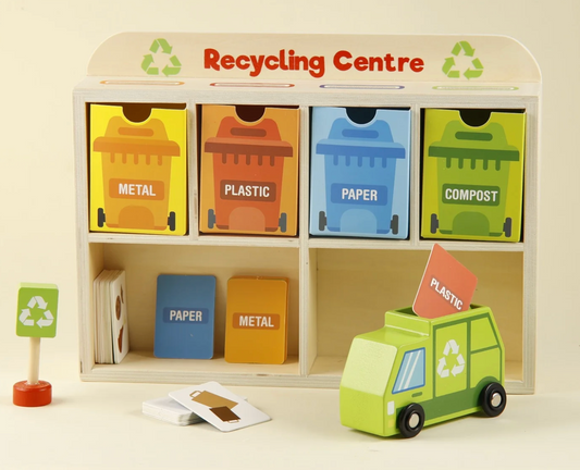 The Tiny Trash Hub | Wooden Montessori Recycling & Sorting Playset
