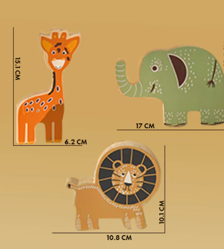 Playbox Wooden Jungle Safari Wild Animals Adventure Set