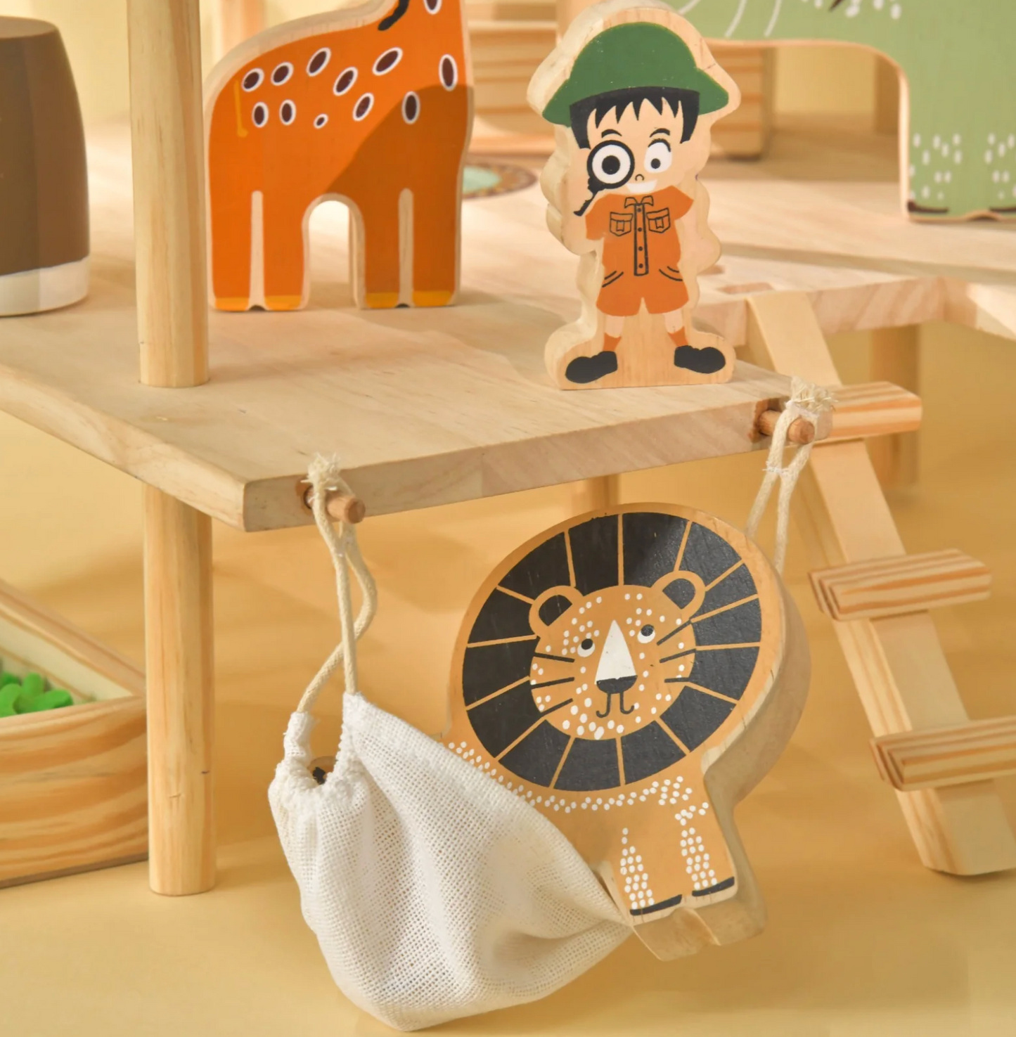 Playbox Wooden Jungle Safari Wild Animals Adventure Set