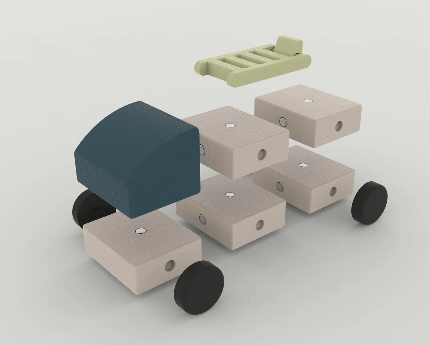 The Modular Magnetic Explorer | Wooden Vehicle Assembly Set |  21-Piece Construction Set