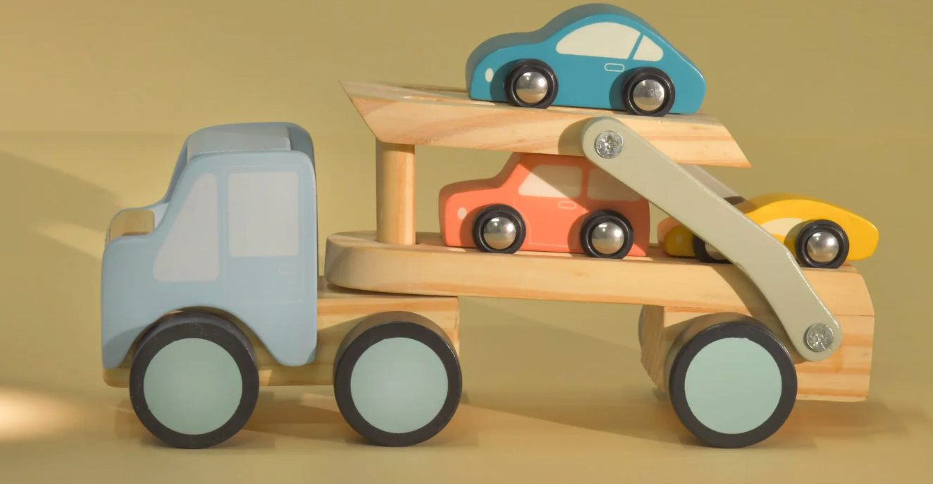 The Get Set Go | Artisanal Wooden Car Carrier & Racing Set