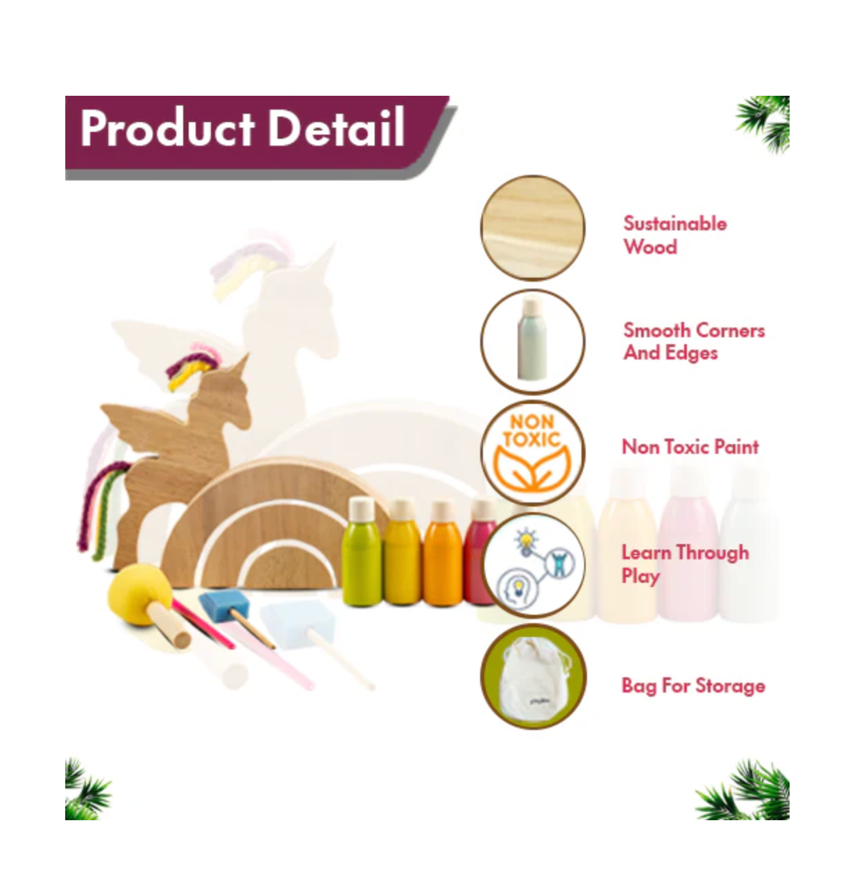 Wooden Unicorn & Rainbow DIY Painting Kit
