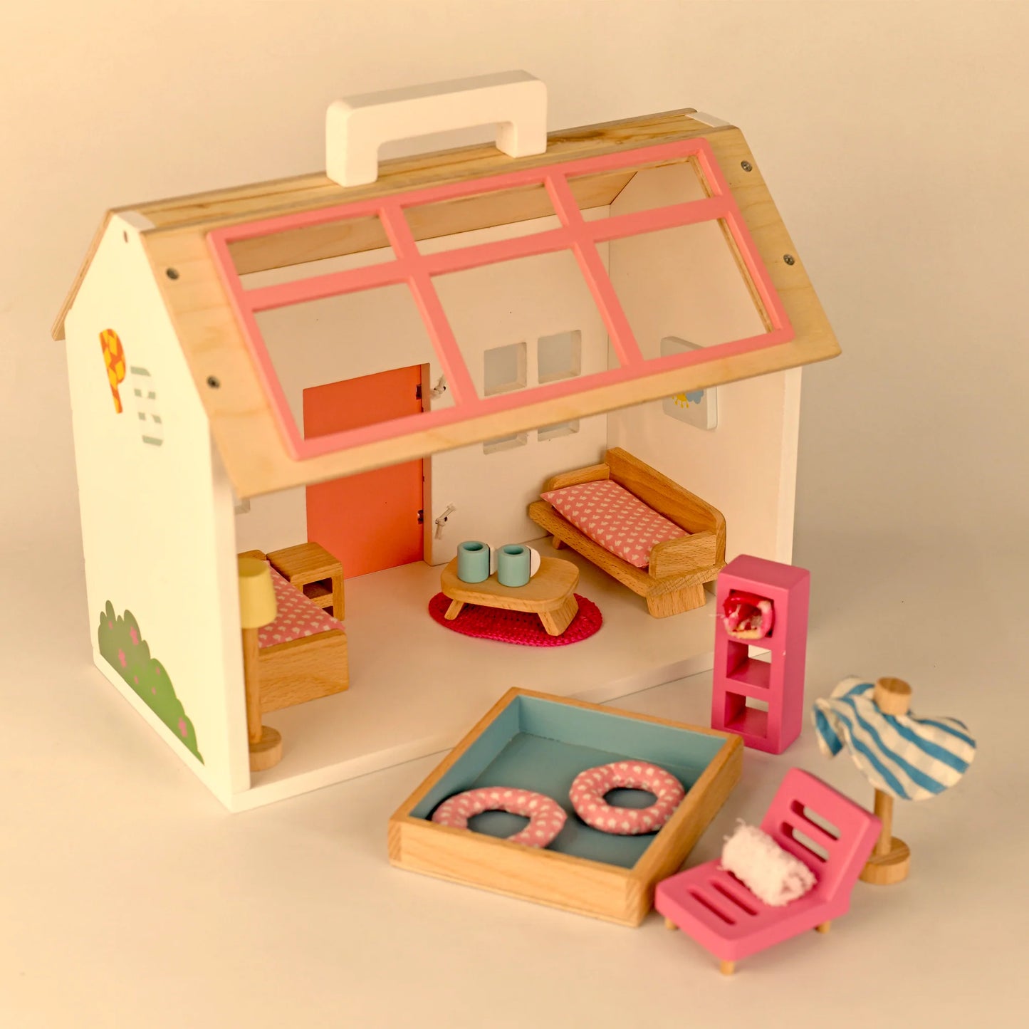 The Pop’s Pool Side Villa | Artisanal Mini Wooden Dollhouse